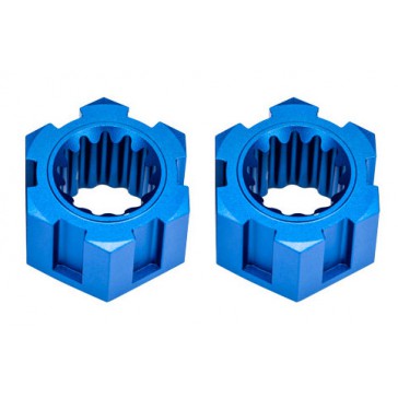Wheel hubs, hex, front (6061-T6 aluminum, blue-anodized) (2)
