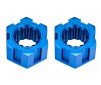 Wheel hubs, hex, front (6061-T6 aluminum, blue-anodized) (2)