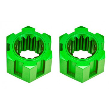 Wheel hubs, hex, front (6061-T6 aluminum, green-anodized) (2)