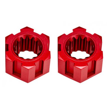 Wheel hubs, hex, front (6061-T6 aluminum, red-anodized) (2)