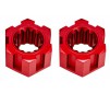 Wheel hubs, hex, front (6061-T6 aluminum, red-anodized) (2)