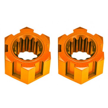 Wheel hubs, hex, front (6061-T6 aluminum, orange-anodized) (2)