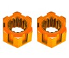 Wheel hubs, hex, front (6061-T6 aluminum, orange-anodized) (2)