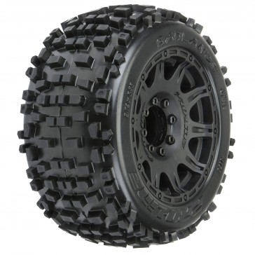 1/8 Badlands F/R 3.8 MT Tires Mounted 17mm Black Raid (2)