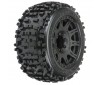 1/8 Badlands F/R 3.8 MT Tires Mounted 17mm Black Raid (2)