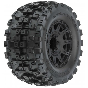 1/8 Badlands MX38 HP BELTED F/R 3.8 MT Mounted 17mm Black Raid (2)