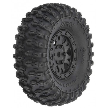 1/24 Hyrax Front/Rear 1.0 Tires Mounted 7mm Black Impulse (4): SCX24