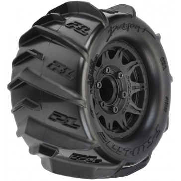 1/10 Dumont F/R 2.8 MT Tires Mounted 12mm/14mm Black Raid (2)