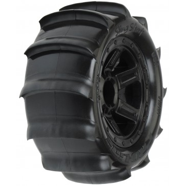 1/16 Sling Shot Fr/Rr 2.2 Sand Tires Mounted 12mm Blk Desperado (2)