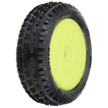 1/18 Wedge Front Carpet Mini-B Tires Mounted 8mm Yellow Wheels (2)