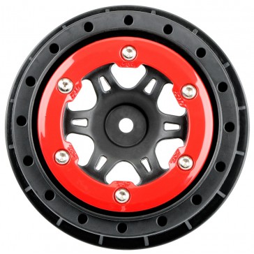 1/10 Split Six Front 2.2/3.0 12mm Short Course Wheels (2) Red/Blk