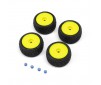 1/28 Electron 2.0 T F/R Tires Mounted 7mm Yellow (4): Micro-T