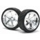 DISC.. MOUNTED X PATTERN TYRE D COMPOUND ON TE37 3MM OFFSET CHROME
