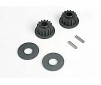 Pulleys, 15-groove (front/ rear) (2)/flanges (2)/ axle pins