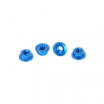 CORE RC - Serrated Alloy M4 Nuts: Blue  pk 4