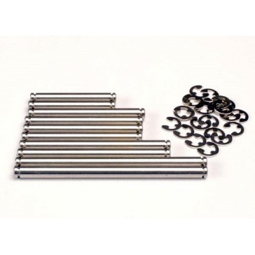 Suspension pin set, stainless steel (w/ E-clips)