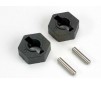 Wheel hubs, hex (2)/ axle pins (2.5x12mm) (2)