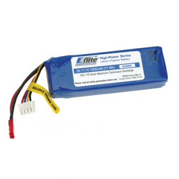 DISC..  BSR -Lipo 1000mAh 3S 11.1V 15C 20awg JST