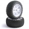 DISC.. 1/10 FR BLOCK TYRE ON 10-SPOKE WHITE WHEELS (ENRAGE)