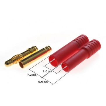 DISC.. Connector : 4.0mm gold plated plug with red housing (S) (1pc)