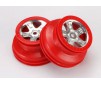 Wheels, SCT satin chrome with red beadlock, dual profile (2.