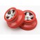 Wheels, SCT satin chrome, red beadlock style, dual profile (