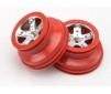 Wheels, SCT satin chrome, red beadlock style, dual profile (