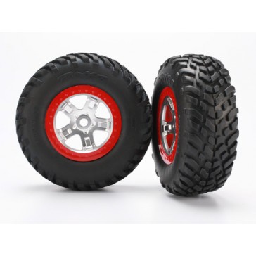 Tires & wheels, assembled, glued (SCT, satin chrome, red bea