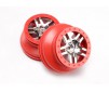 Wheels, SCT Split-Spoke, chrome, red beadlock style, dual pr