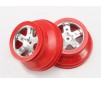 Wheels, SCT satin chrome, red beadlock style, dual profile (