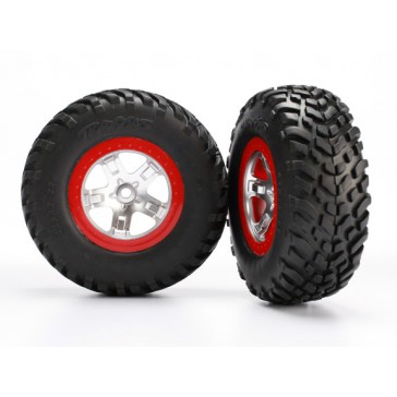 Tires & wheels, assembled, glued (SCT satin chrome red beadl
