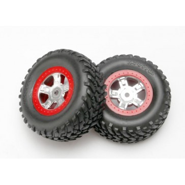 Tires and wheels, assembled, glued (SCT satin chrome wheels,