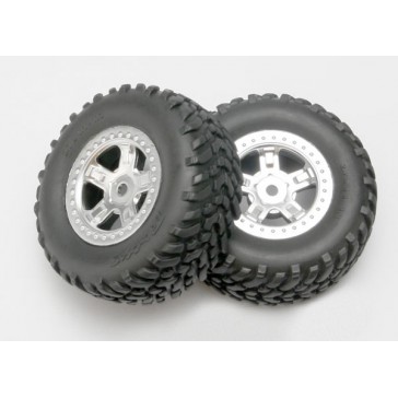 Tires and wheels, assembled, glued (SCT satin chrome wheels,