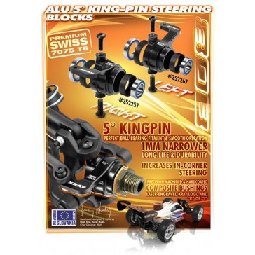 XB808 ALU STEERING BLOCK LEFT - 5- KING-PIN - SET