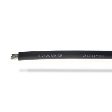 Fil silicone  12AWG (3,58mm²) noir - 1m