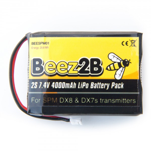Beez2B 2s 7.4V 4000mAh lipo battery for Spektrum DX8 & DX7s radio MCM