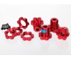Wheel Hubs, splined, 17mm (red-anodized)(4)/wheel nuts, spli
