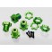 Wheel hubs, splined, 17mm (green-anodized) (4)/ wheel nuts,