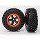 Tire & wheel assy, glued (SCT black, orange beadlock wheels,