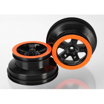 Wheels, SCT black, orange beadlock style, dual profile (2.2