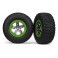 Tire & wheel assy, glued (SCT, chrome, green beadlock wheel,