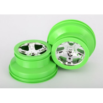 Wheels, SCT, chrome, green beadlock style, dual profile (2.