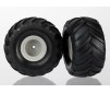 Tires & wheels, assembled (Monster Jam replica grey wheels,