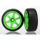 DISC.. Tires and wheels, assembled, glued (Volk Racing TE37 green w