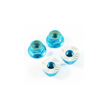 M4 BLUE SERRATED ALUMINIUM LOCKNUTS 4pcs