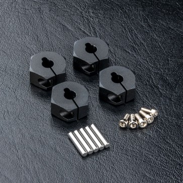 DISC.. Alum. hex. wheel hubs 6mm (black) (4)