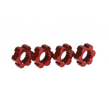 Wheel hubs, hex (2)/ hex clips aluminum (red-anodized) (4)