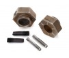 Wheel hubs, 12mm hex (2)/ stub axle pins (2) (steel) (fits T