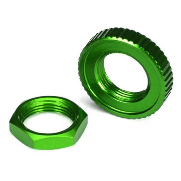Servo saver nuts, aluminum, green-anodized (hex (1) serrated