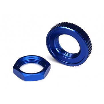 Servo saver nuts, aluminum, blue-anodized (hex (1), serrated